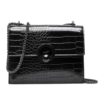 

Simple small flip bag women's shoulder messenger bag crocodile pattern Ladies channels handbags 2020 new City girl trend design