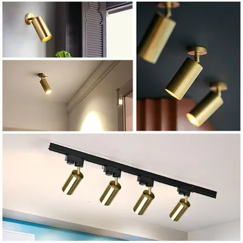 

1 2 3 4 Heads Golden Track Light Coffee Cloth Shop Art Gallary Picture Mirror Lighting Adjustable luxury Spot Light