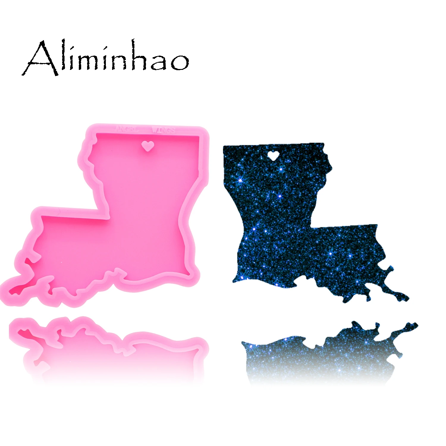 Pink 1pc DY0220 блестящие силиконовые формы из США, Луизиана, сделай сам, эпоксидная форма, Кремниевая смола, ремесленные формы, брелки, формы - Цвет: Pink 1pc