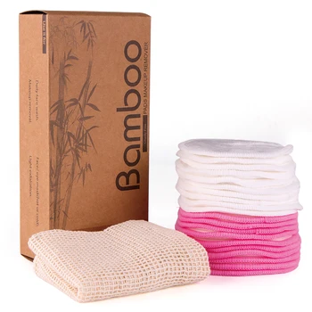 

Bamboo Environmental Cleansing Wipes And Pads Make Up Remover Sets Washable Protection Cotton Round Ink With Laundry Bag