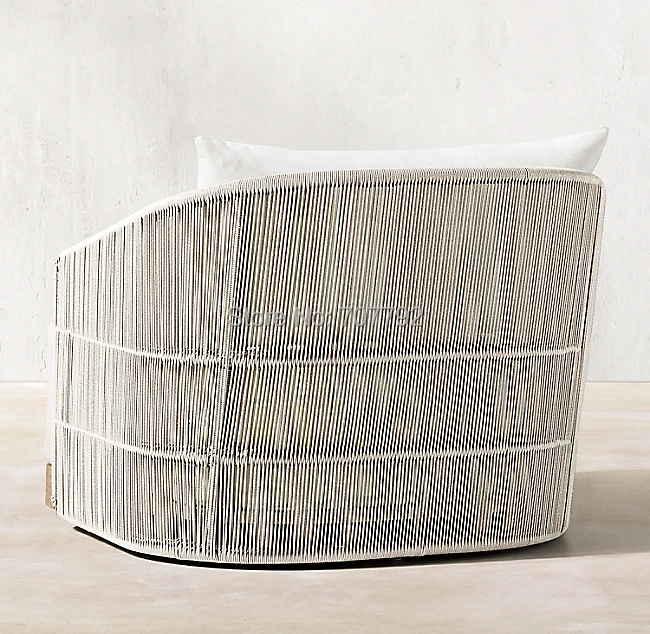 All weather Deep Seating white rattan 3 seater sofa
