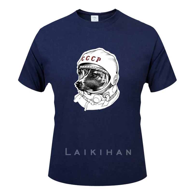 

20201 New Summer Cool TShirt Men Short Sleeve Laika, space traveler T-Shirt Funny Cotton Tee O-Neck T Shirt Streetwear Tops