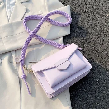 

Braided Shoulder Strap Design Small PU Leather Crossbody Bags For Women 2020 Lady Fashion Simple Wild Shoulder Handbag Flap Bag