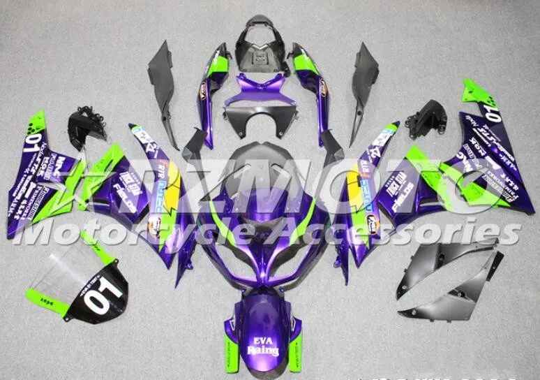 Качество OEM Новое ABS Обтекатели комплект подходит для kawasaki Ninja ZX6R 636 2009 2010 2011 2012 6R 09, 10, 11, 12, ZX-6R зеленого и фиолетового цветов