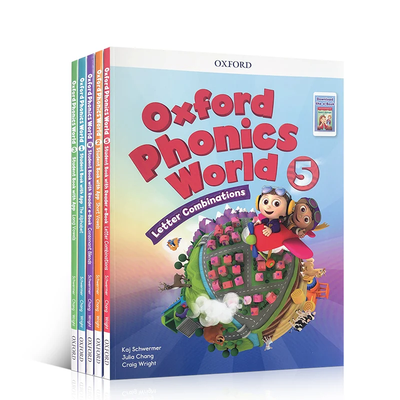 US $120.95 Educational Toys for Children English Teaching Oxford Phonics World 5 Reading Books 5 Workbooks Books for Children Montessori