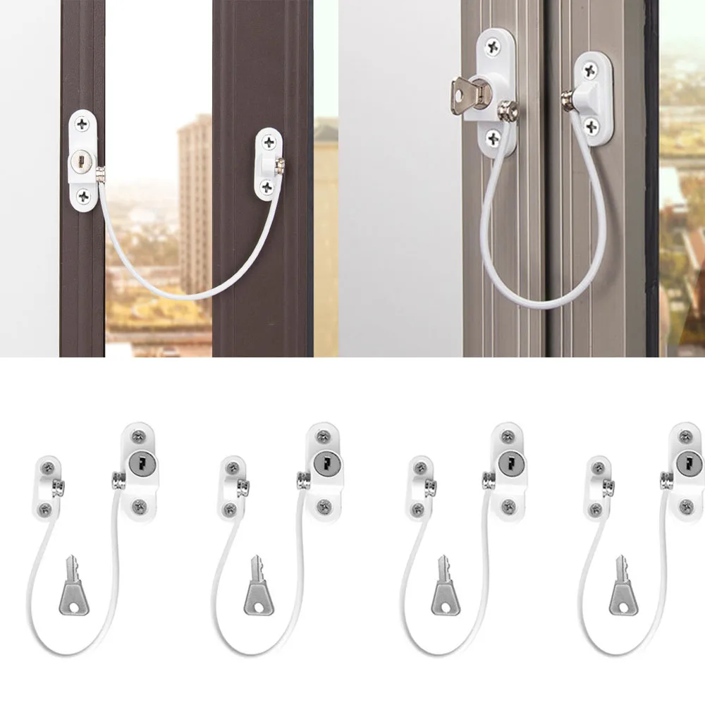 

4Pcs Children Window Locks Kids Protection Lock Stainless Steel Baby Safety Window Limiter Infant Fall Protection Windows Stoppe