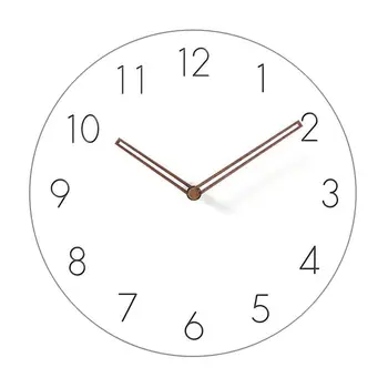 

Simple Modern White Round Wooden Wall Clock 11 inch Non-ticking one AA battery powered (Arabic Numbers)
