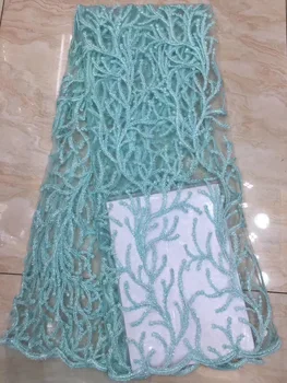 

French Nigerian Beaded Laces Fabrics 2019 High Quality African 3D Laces Fabric Wedding French Tulle Lace Material