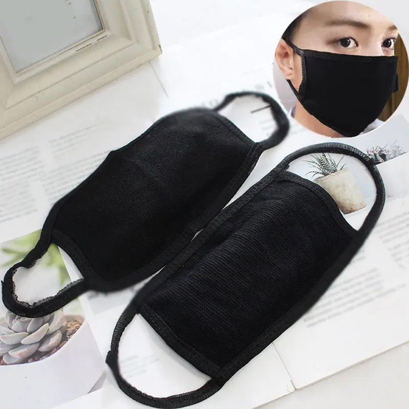 1 шт. Katoen Masker Eenvoudige Masque унисекс черный Fietsen Anti stof Ademend Oorhaakje Mond Gezicht Warm Masker|Женские
