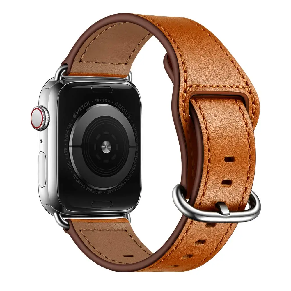 Кожаный ремешок для Apple watch 44 мм 40 iWatch band 42 38 часов из натуральной кожи браслет 5 4 3 2