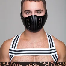 ES3 черный и белый с рисунком Сексуальная искусственная кожа маска Ma100