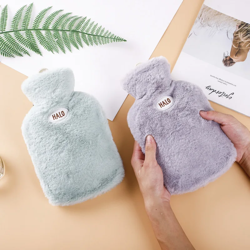 

Hot Water Bag Outdoor Hot water Bottle 1000MLFaux Fur Winter Plush Portable With Cover Rubber Gift Hand Warmer Water-filled Cute