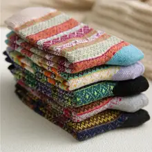 5 пар/упак.; принт в полоску; женские носки из искусственной шерсти Термальность теплые Вязание женские носки для дышащего материала; сезон зима подарки на Рождество