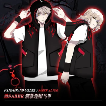 

Anime Fate/Grand Order Jeanne d'Arc Cospaly Costume Men Women Student Autumn Winter Add cotton Zip sleeveless Vest Garment