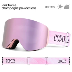 COPOZZ Cylindrical UV400 Protection Ski & Snowboard Goggles with Yellow Lens and Case (Champagnepowder only)
