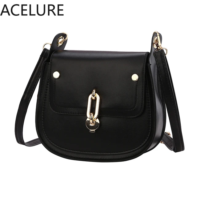 ACELURE Solid Color PU Leather  Purse Flap Cover Hasp Women Small Shoulder Bags Brown Black Lady Crossbody Messenger Female Bags 5