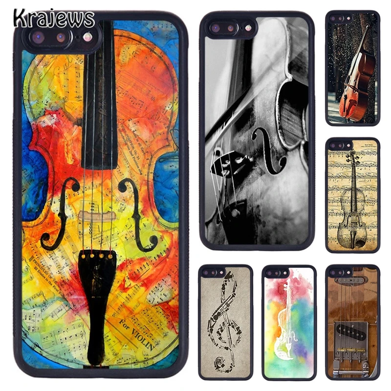 Krajews Musical Notes Violin Classical phone Case For iPhone 5 6S 7 8 Plus 11 12 13 Pro X XR XS Max Samsung Galaxy S6 S8 S9 S10 | Мобильные