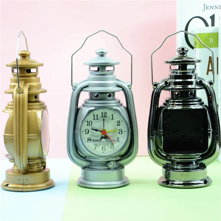 Vintage Alarm Clock Retro Oil Lamp Alarm Clock Watch Table Kerosene