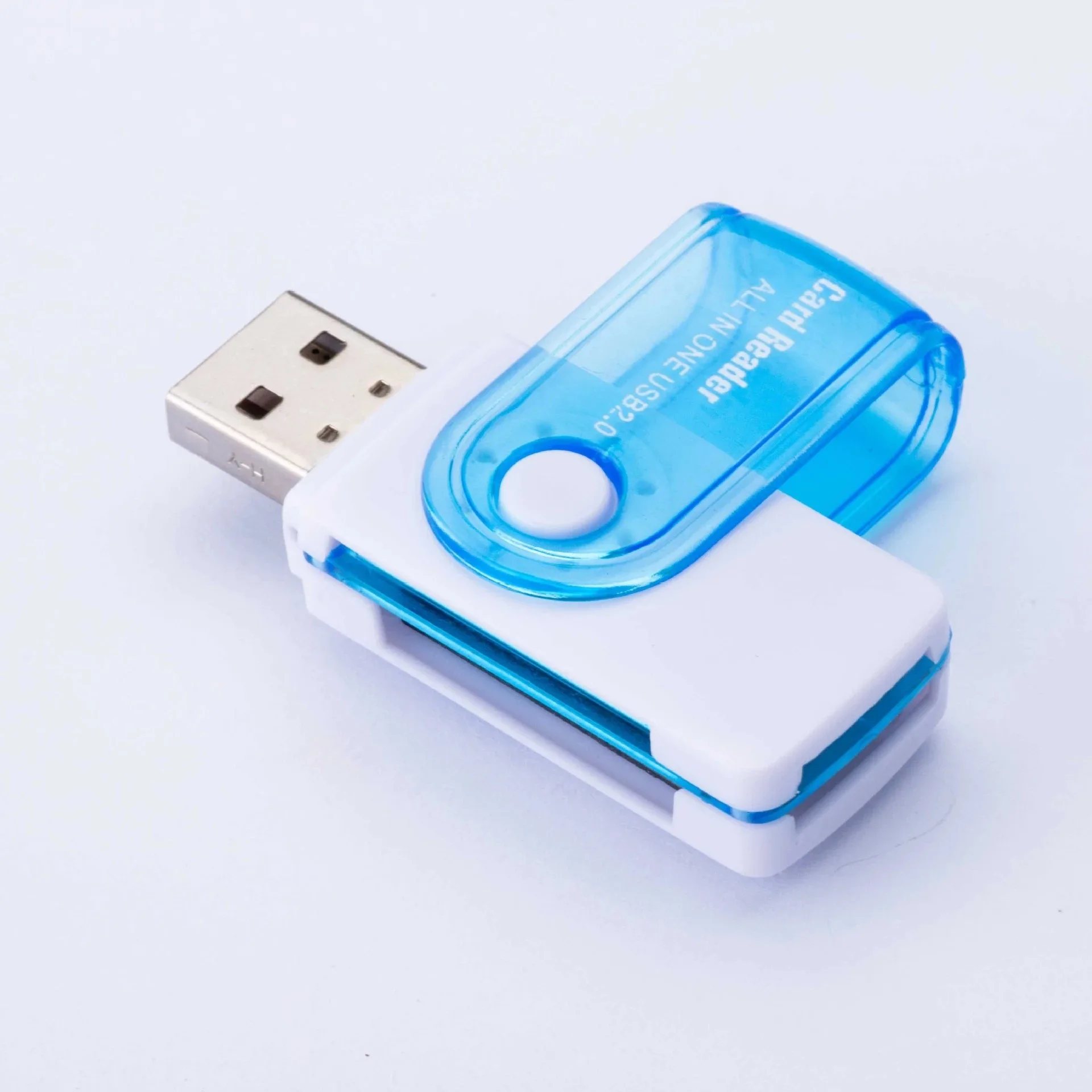 Модные 4-в-1 Алюминий устройство чтения карт памяти смарт для карты памяти MicroSD карта, циклическая запись, SD, TF, MS Duo, MS микро(M2) MS PRO картридеры USB2.0 - Цвет: Blue