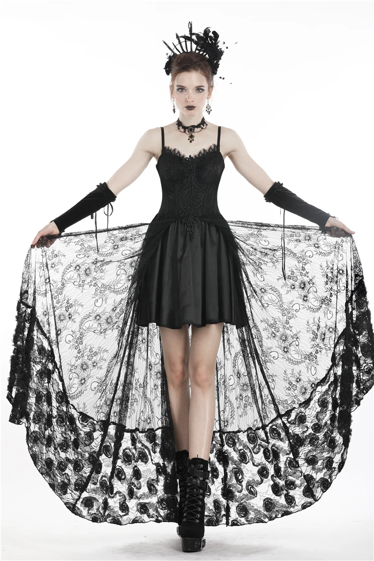 

Darkinlove Women's Goth Floral Lace Translucent Maxi Dress DW251