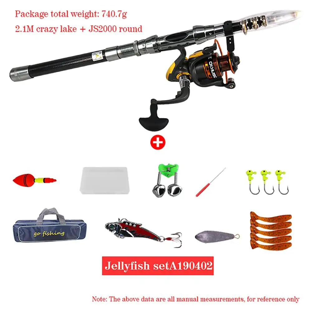 MeterMall DEUKIO 2.1m High Strength Fishing Rod + JS2000 Spinning Reel Fishing Kit Cast Boat Fishing