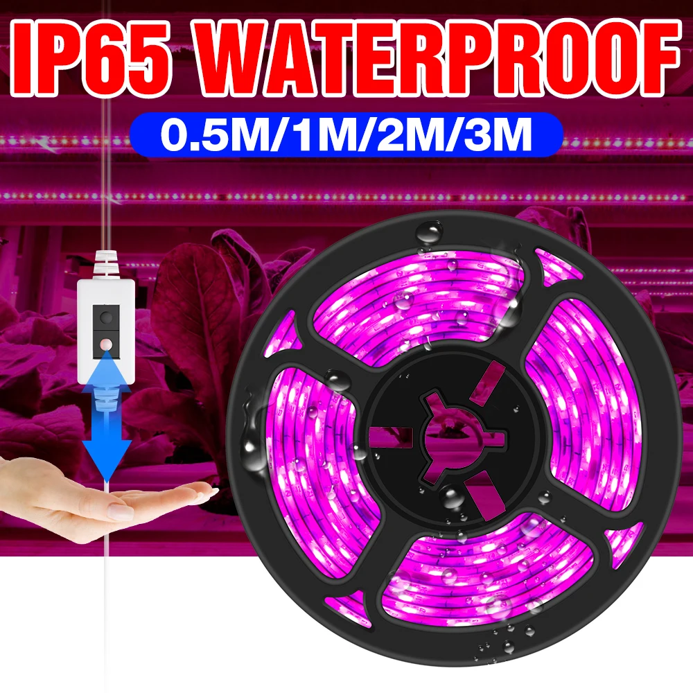 

USB Plant Hand Sweep Grow Light 5V Strip Tape LED Full Spectrum Phyto Lamp Waterproof Seedling Fito LED Indoor Flower Growth