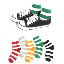 5 пар полосатых носков для женщин, милые носки с принтом для девочек, Женские повседневные милые носки в студенческом стиле, короткие мягкие хлопковые носки