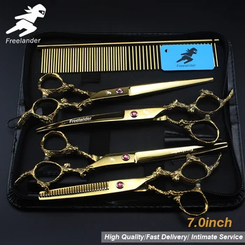 

7.0 inch pet hairdressing scissors set pink set high class pet scissors