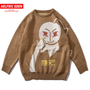 

Aelfric Eden Funny Letter Knittwear Mens Sweaters 2019 Autumn Harajuku Fashion Male Pullovers Casual Oversized Tops Streetwear