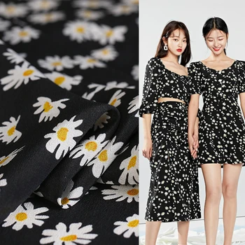 

50x135 cm 100% mulberry silk crepe de chine fabric material cloth16mm printed drape anti-wrinkle shirt fabric for dress