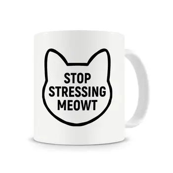 

Stop Stressing Meowt Mug, Cat Lover, Cat Gift, Cat Mug, Coffee Mug Cup with Stirring Spoon Cat Gifts