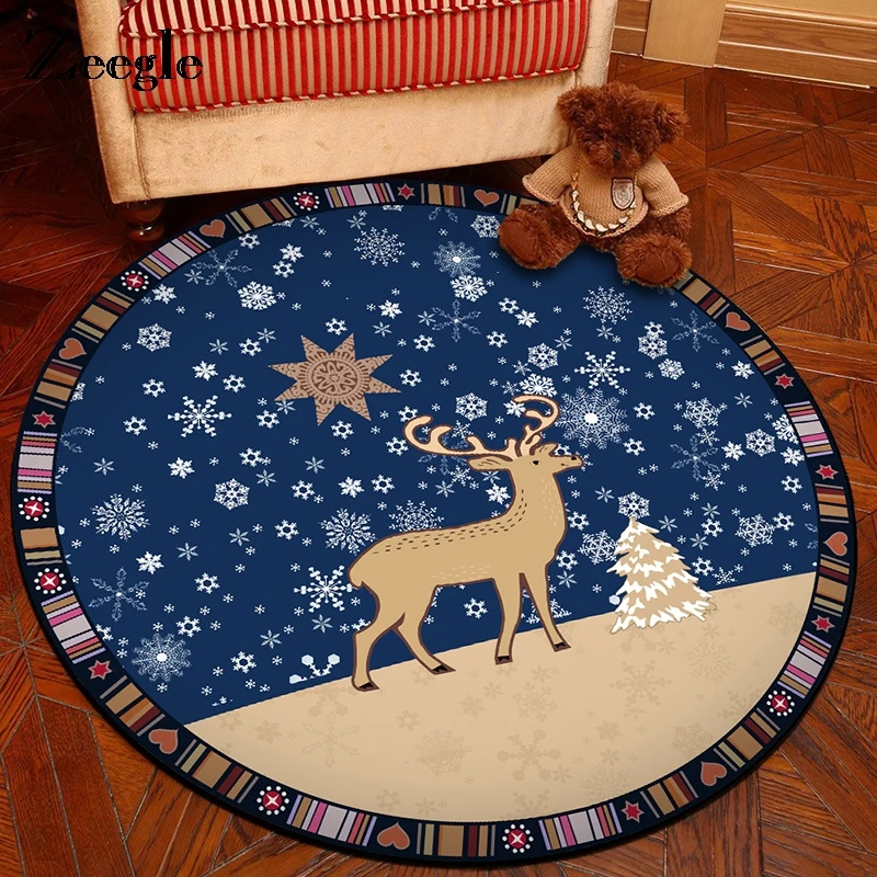 Zeegle Мультяшные круглые ковры для гостиной, Нескользящие Коврики для детской спальни, ковры для детской комнаты, детское одеяло для ползания