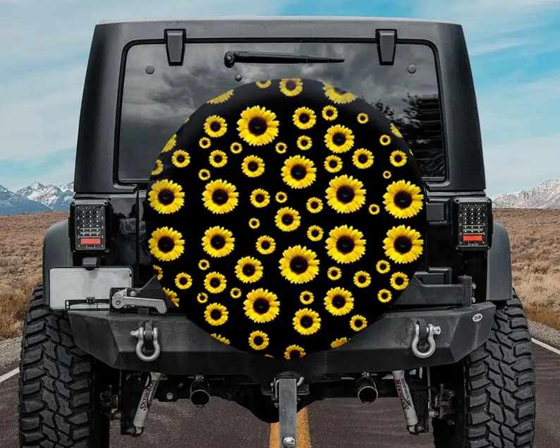

Sunflower Spare Tire COVER CAR, Vintage Sunflower Spare Tire COVER CAR For Car, Sunflower Lover Gift, Backup Camera or Not,