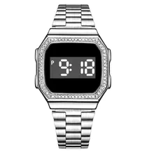 Aliexpress - Men’s Sport Watch Steel Strap Luxury Electronic Wristwatches Men Diamond Square Dial Digital Watches Mens 2021 Relogio Masculino