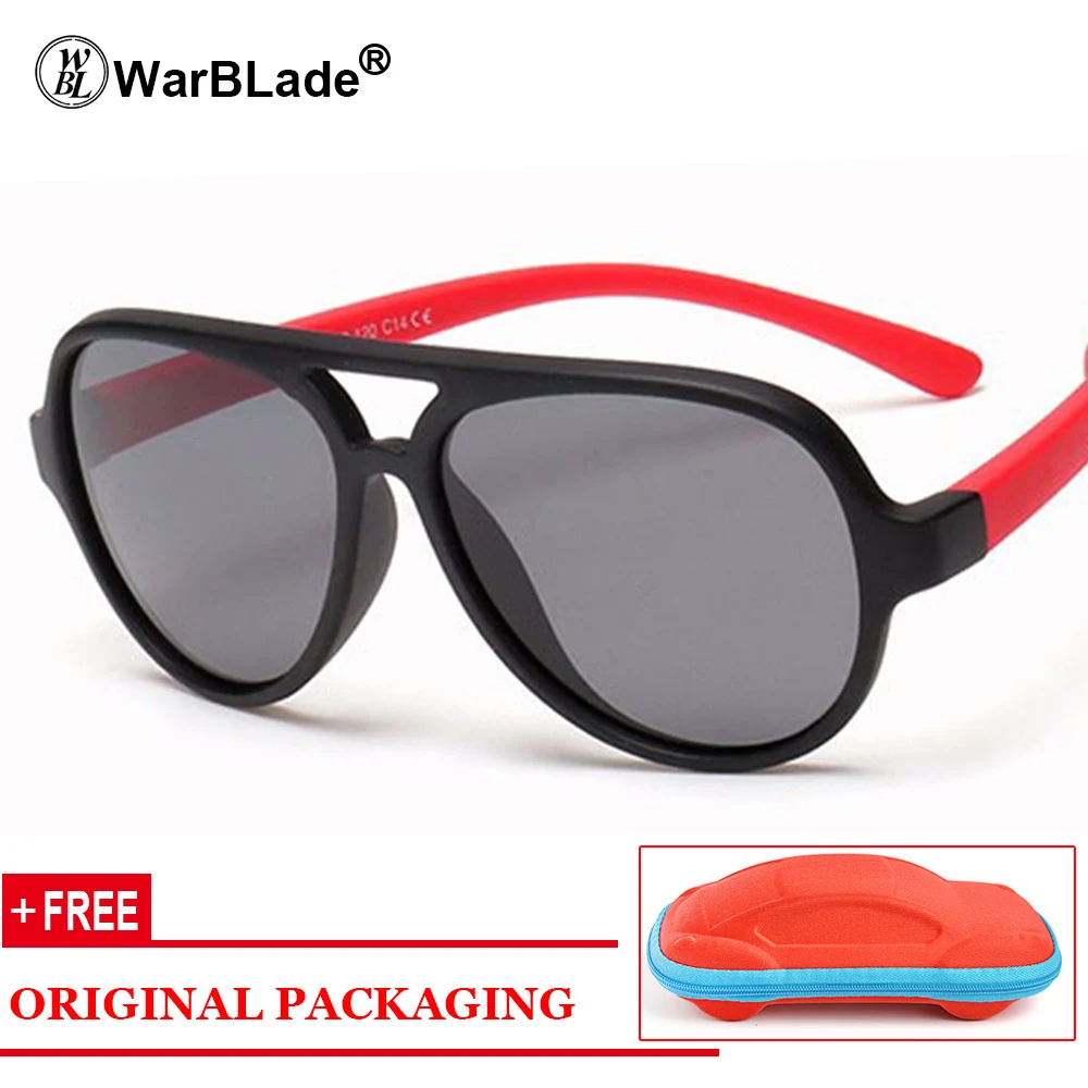 black red WarBLade гибкие очки Детские поляризованные винтажные TR90 солнечные очки для мальчиков птички Мягкие силиконовые детские очки Наружные защитные очки - Цвет линз: black red