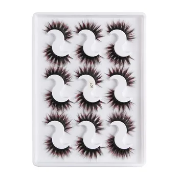 

9Pair 3D Mink Color Makeup Eyelashes Soft Thick Long Curly Warped Multi-layer Mink Lashes Colorful False Eyelashes Extension