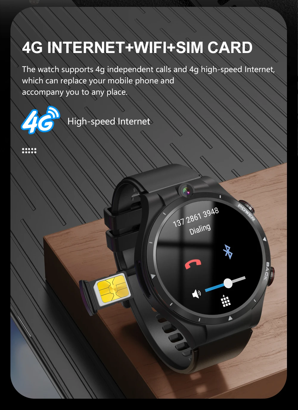 LEMFO LEM15 Smart Watch 4G Android 10.7 Kol Saati Telefon - Helio P22, 4GB RAM + 128GB ROM, LTE Akıllı Saat