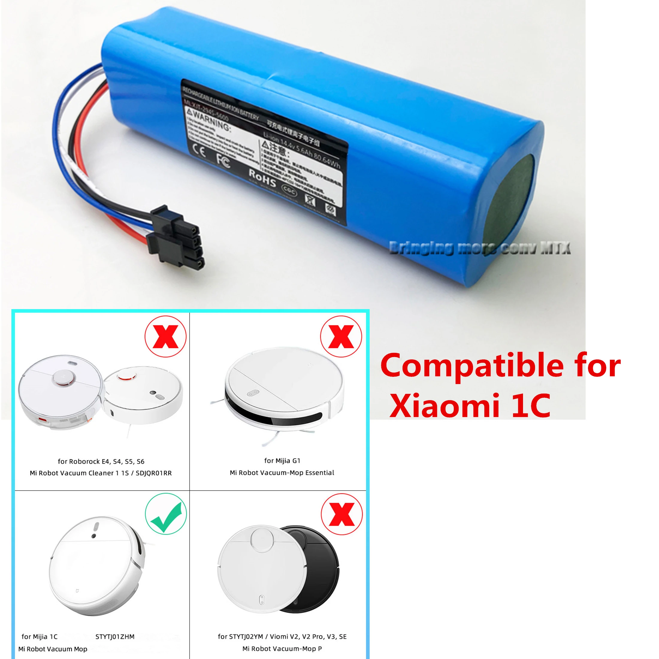 Li Ion Batterij Voor Xiaomi Mi Robot Vacuüm Mop Mijia 1C STYTJ01ZHM 14.4V  5600Mah Hoge Kwaliteit|Rechargeable Batteries| - AliExpress