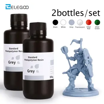 

ELEGOO 2Bottles 3D Printer Resin Set 405nm UV Resin LCD Standard Photopolymer Resin for LCD 3D Printing 500ml Black Gery White