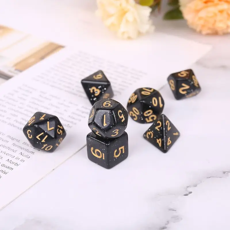 7 шт./компл. акриловые многогранные кубики для трпг Настольная игра DND D4-D20