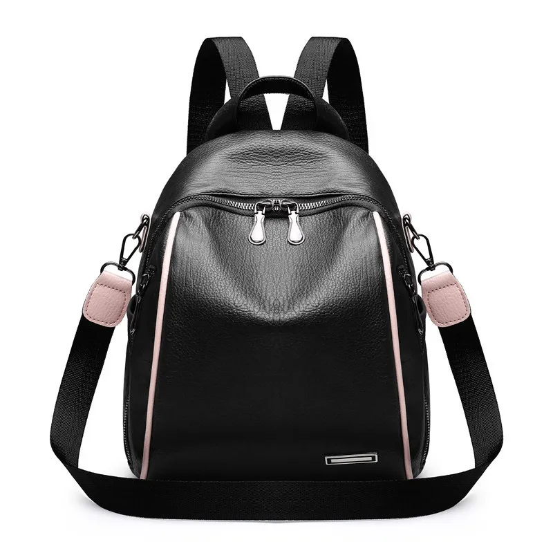

High Quality PU Small Women's Backpack Fashion Lady Backpack Female Student School Bag Popular Soft Leather Black Mini Backpack
