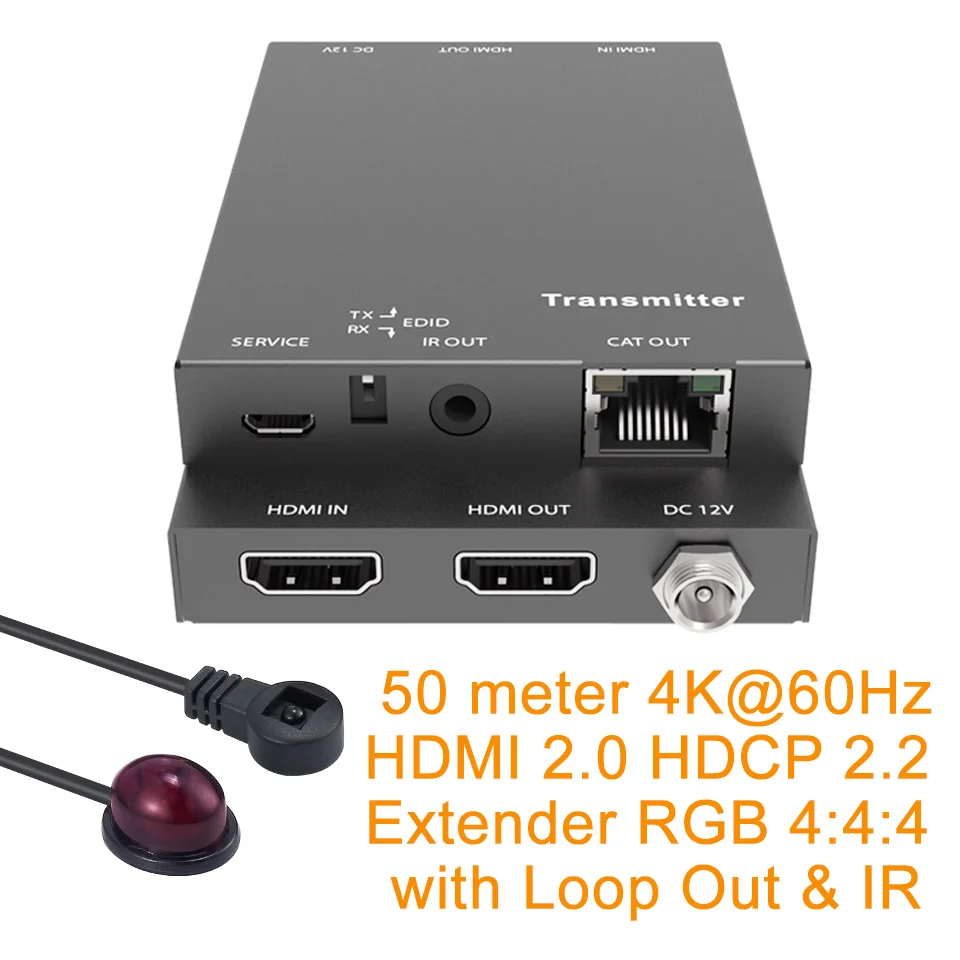 4K 60Hz HDMI 2,0 удлинитель 50 м Поддержка 18 Гбит/с& Петля выход HDMI удлинитель с ИК 4K HDMI к RJ45 удлинитель передатчик приемник - Цвет: 50m HDMI2.0 Extender