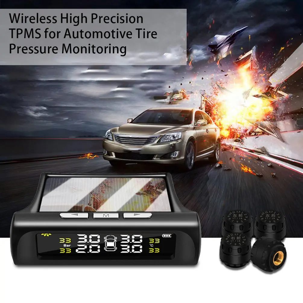 Автомобильный контроль давления в шинах Tpms беспроводной Высокоточный Солнечный внешний зуммер детектор давления в шинах