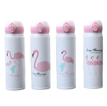 

Bpa-Free 500ml 18/8 Stainless steel Flamingo Printing Thermos Water Bottle Milk&Tea Portable Office Cup Travel Vacuum Flasks