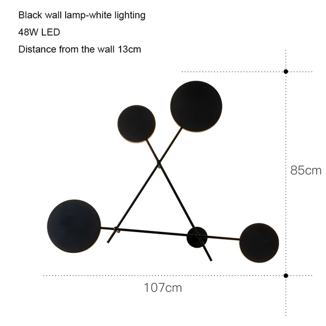 Artpad 4 Head Rotatable Black Gray Bedside Lamp Wall Mount Light Nordic Postmodern 38W 48W Living room Sconces Wall Led Fixture 7