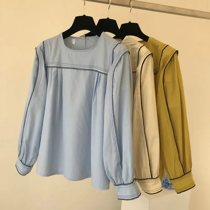 Neploe Korean Vintage Women Blouse Elegant Puff Long Sleeve Office Ladies Shirts Blusas Fashion Cotton Linen Tops and Blouses