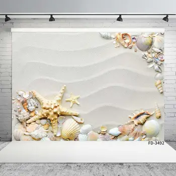 

Photography Backdrops Beach Sand Ripple Starfish Shell Custom Backgrounds Party Decor Photocall for Children Baby Photo Studio
