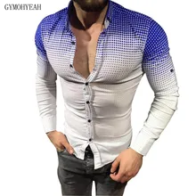 GYMOHYEAH, мужская рубашка поло, быстросохнущая, градиентная,, длинный рукав, осенняя рубашка, мужская рубашка, модная, повседневная, поло, рубашки