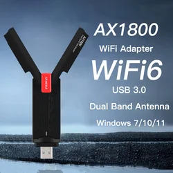 Fenvi – adaptateur Wifi 6 USB 1800Mbps, Dongle Wi fi 802.11ax double bande 2.4G/5Ghz, carte réseau sans fil, Windows 7 10 11 