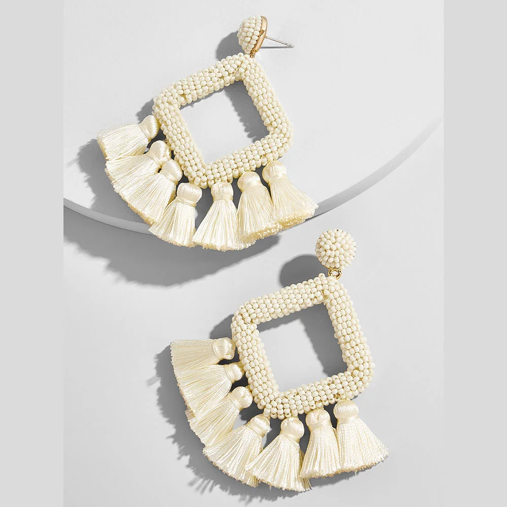 25 Best lady White Raffia нанизанные бисером серьги ювелирные подарки ручной работы Мульти Дизайн Свадебные висячие серьги с кисточками для женщин вечерние Bijoux - Окраска металла: 25